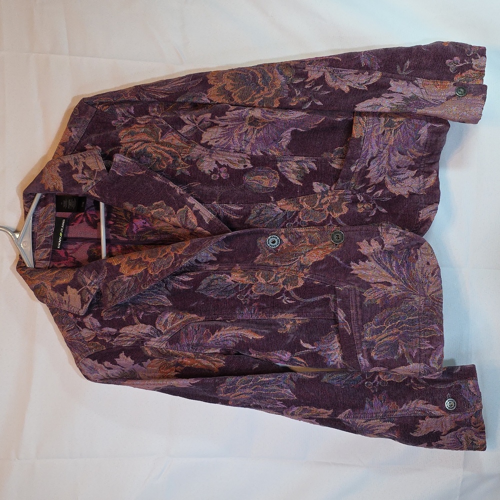 DKNY Purple Floral Velvet Women's Blazer, Size M
